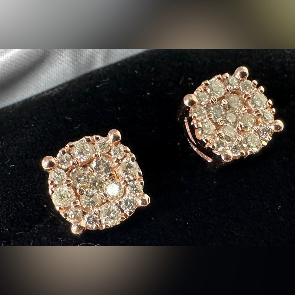 10kt rosegold and diamond earrings 0.75 cttw reall not plated
